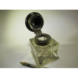 Old crystal inkwell