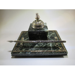 Bronze inkwell on marble...