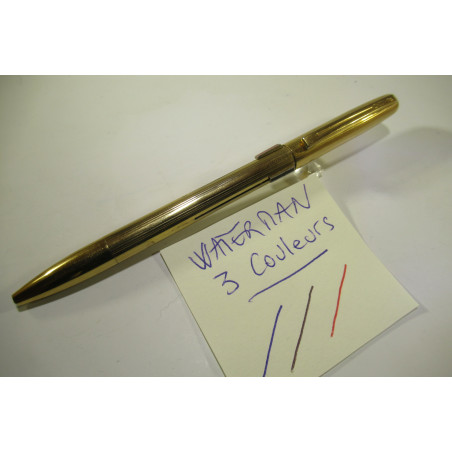 French 3 colours ballpoint pen WATERMAN gold plated
