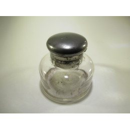 Old round glass inkwell