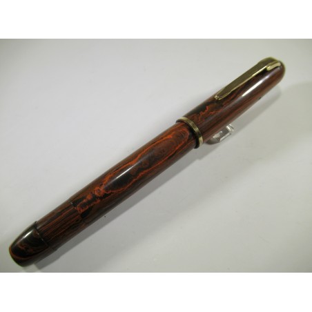 Stylo Plume Delta 'Return To China' - Corps Vert Grain De Bois Ébonite - Plume Or 18 Carats Pointe M - Occasion - Fabriqué En Italie